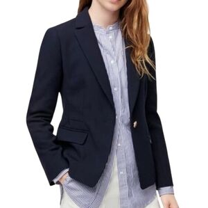 J. Crew Pleated Back in Navy Blue four-season stretch Blazer office essential
